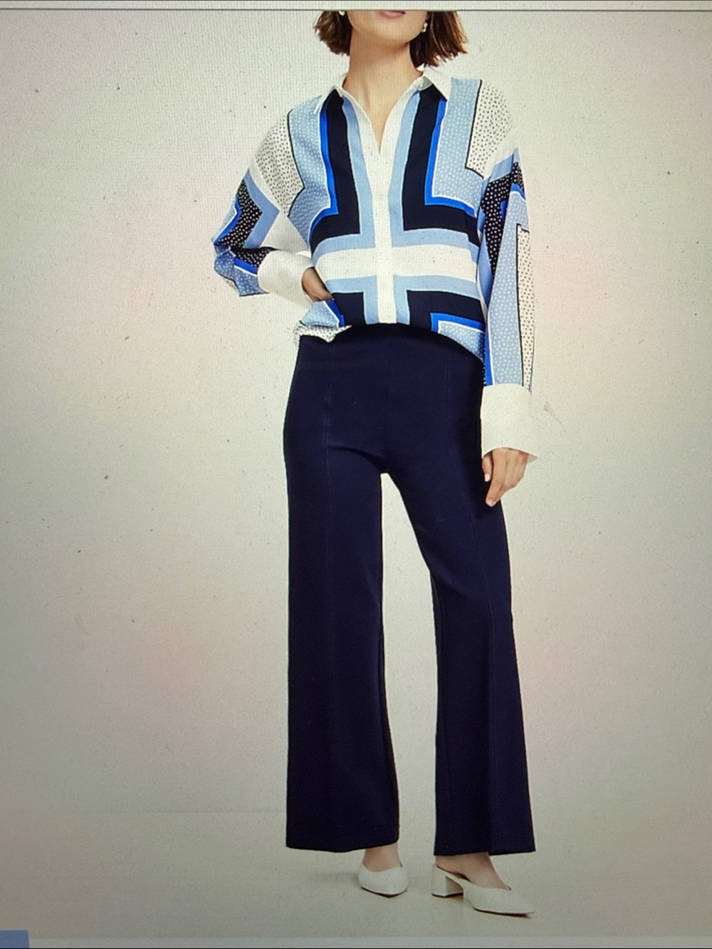 LOFT Wide-Leg Ponte Pants (Two pairs in Navy  Blue and Grey)